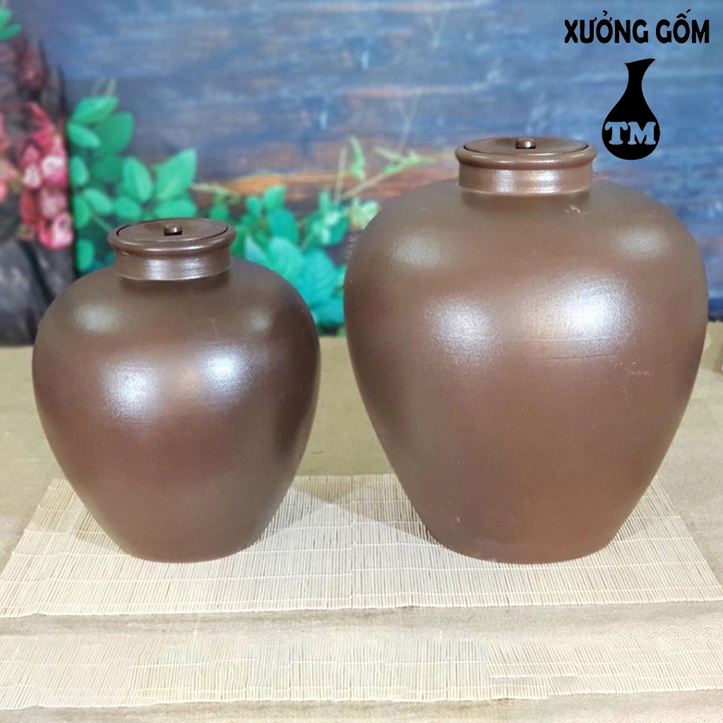 Chum Sành Đựng Nước, Ngâm Rưo.u Xưởng Gốm TM Bát Tràng - Mẫu Trơn Không Tráng Men