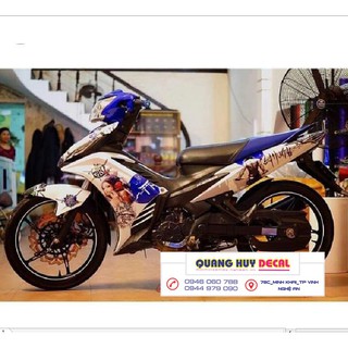Tem xe exciter 135 samurai xanh trắng, độ team trùm decal xe máy ex dán đời 2011-2014