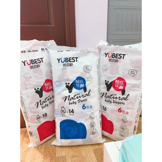 Tã/ Bỉm YUBEST Natural dán/ quần nội địa Trung Quốc S132/M108/L96/XL84/XXL72
