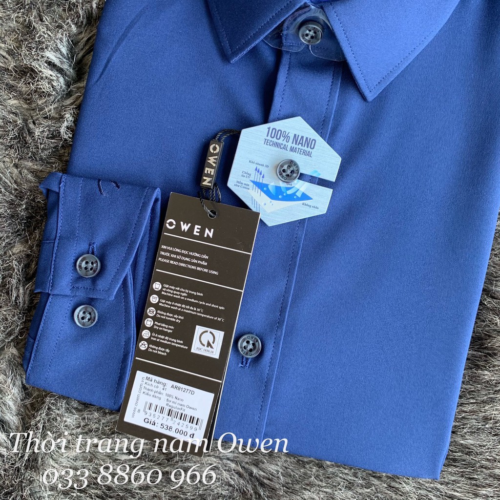(ẢNH THẬT) OWEN - Áo sơ mi dài tay Owen regularfit 100% NANO màu xanh navy 81277 | BigBuy360 - bigbuy360.vn