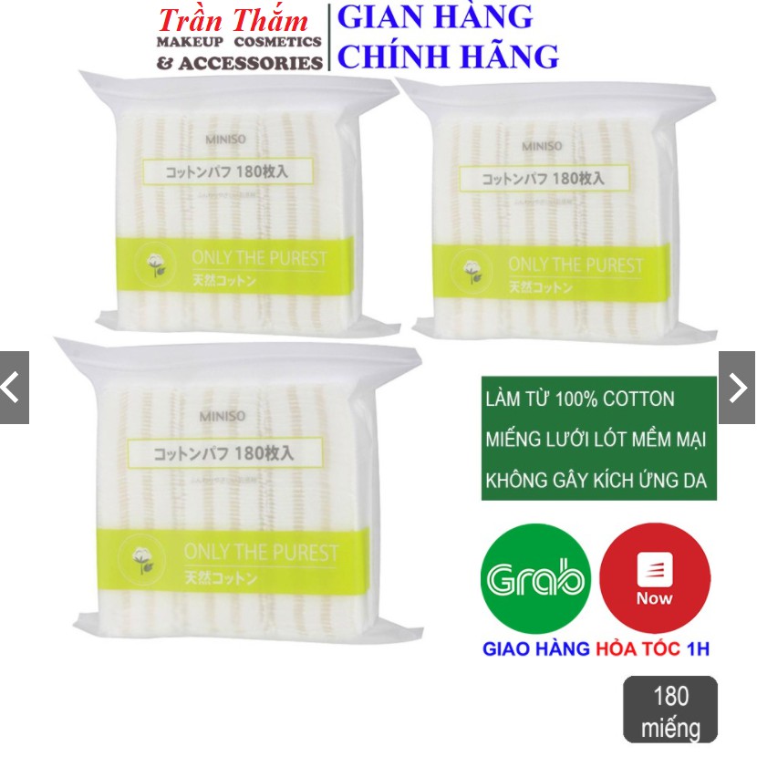 Bông Tẩy Trang Miniso Nhật Bản 180 Miếng Thấm Hút Tốt