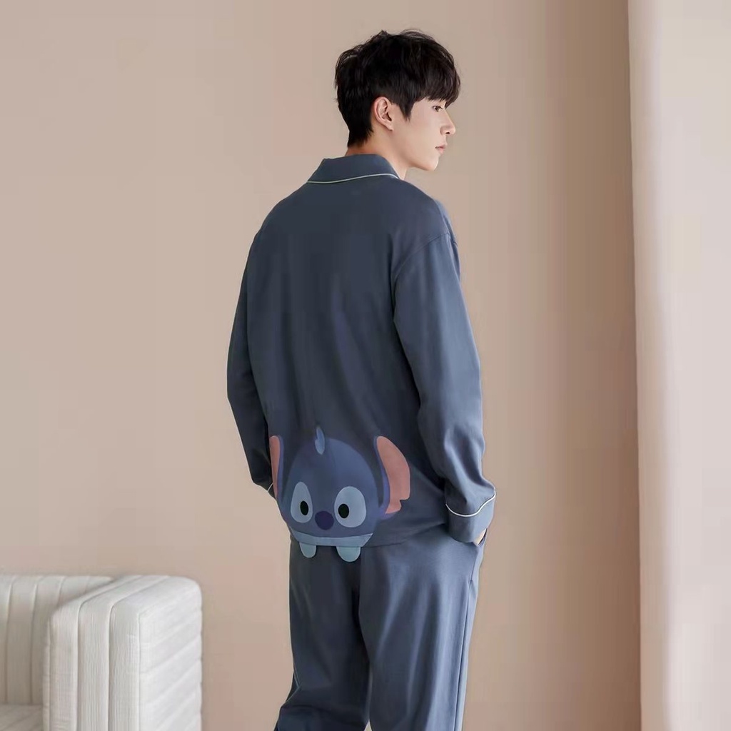 Bộ Đồ Ngủ Cotton Dài Tay Họa Tiết Hoạt Hình Xinh Xắn Theo Phong Cách Mùa Xuân