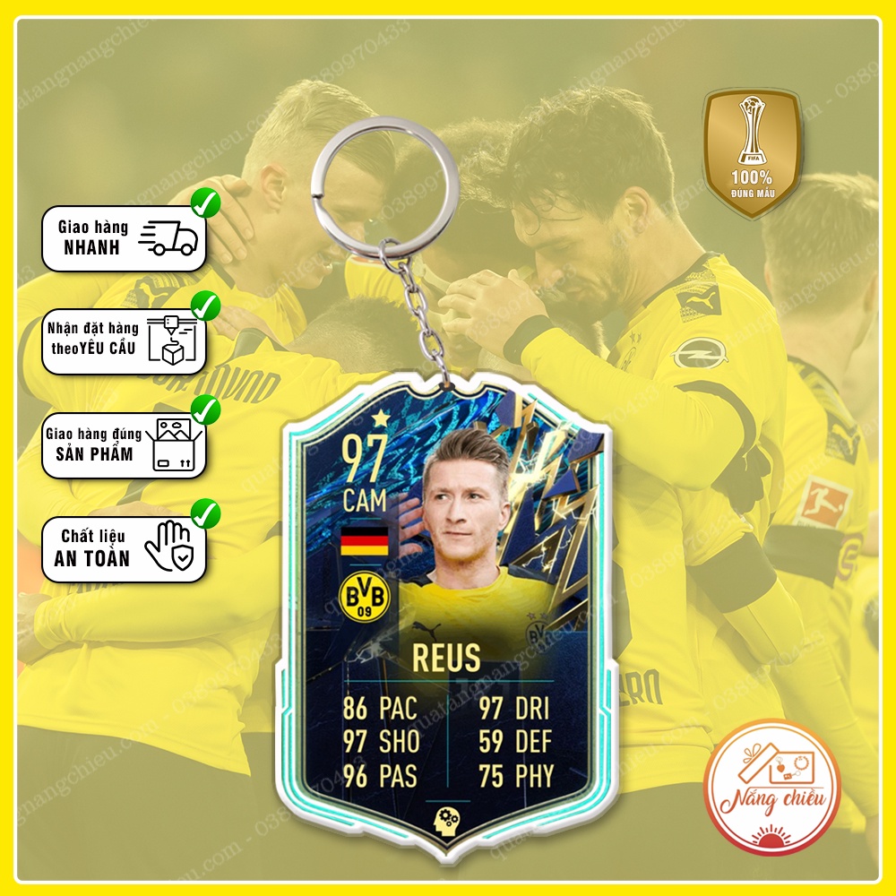 Móc khóa Rues, CLB bóng đá Borussia Dortmund - Dày In Sắc Nét 2 Mặt