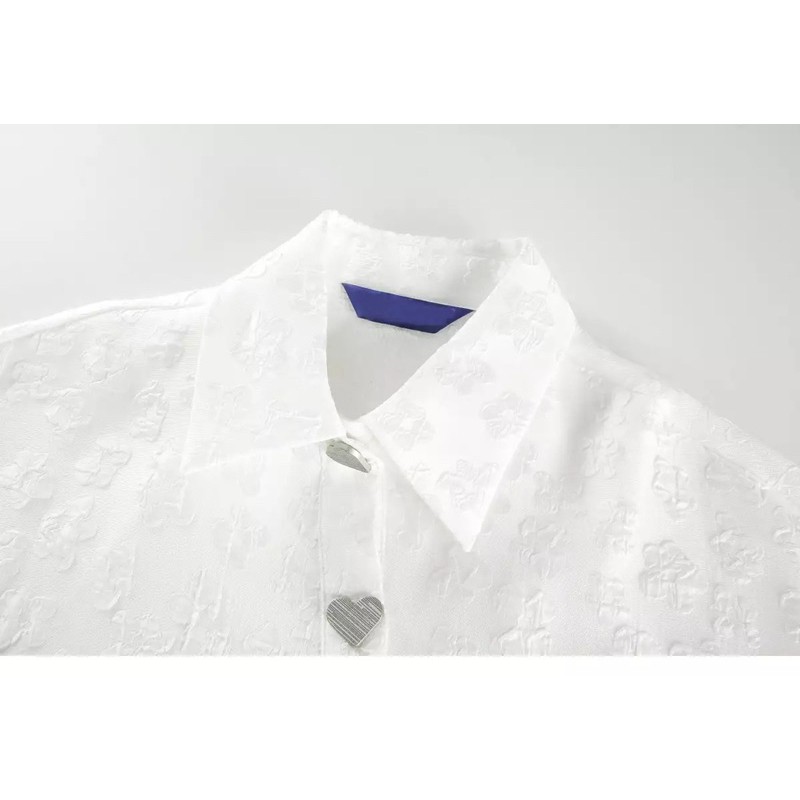 Sơmi trắng Shirt KYMAKUTU khuy áo trái tim