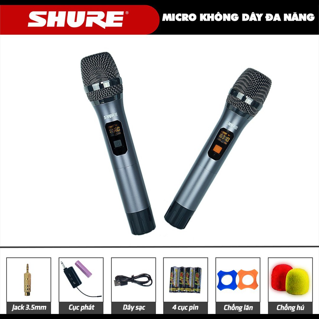 Micro Karaoke Không Dây SHURE U2000 Chính Hãng Cực Hay-Toàn Thân Hợp Kim Nhôm-Bảo Hành 12 Tháng - 1 đổi 1 Trong 7 Ngày