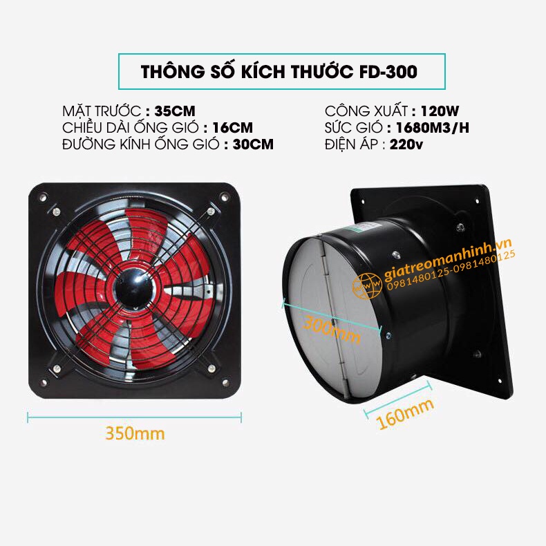 Quạt Hút Gió - Quạt Thông Gió Nhà Xưởng - Nhà Hàng - FD-250, FD300 - Sức Hút Lớn