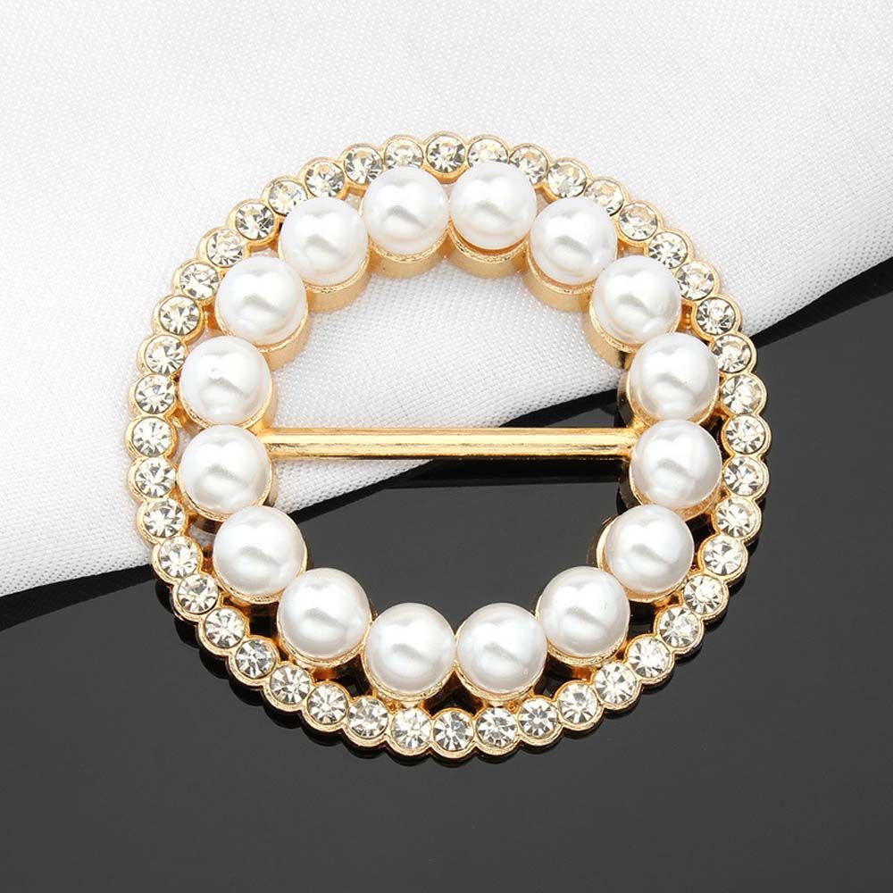 Khuy cài khăn choàng hình vuông đính ngọc trai nhân tạo thời trang cho nữ