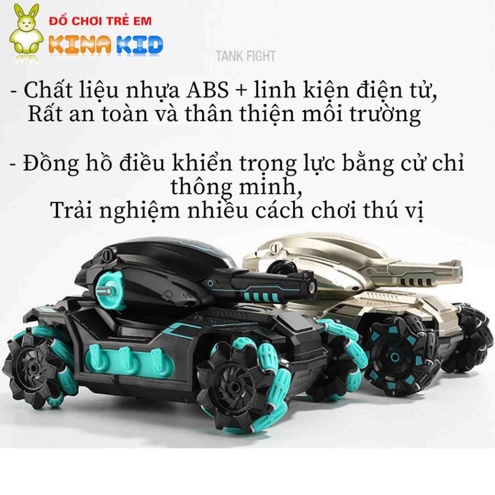 Xe Tăng Điều Khiển Từ Xa Bằng Cảm Biến Đeo Tay Và Remote 2.4Ghz Tank Fight, Xoay 360 Độ, Bắn Đạn Nước