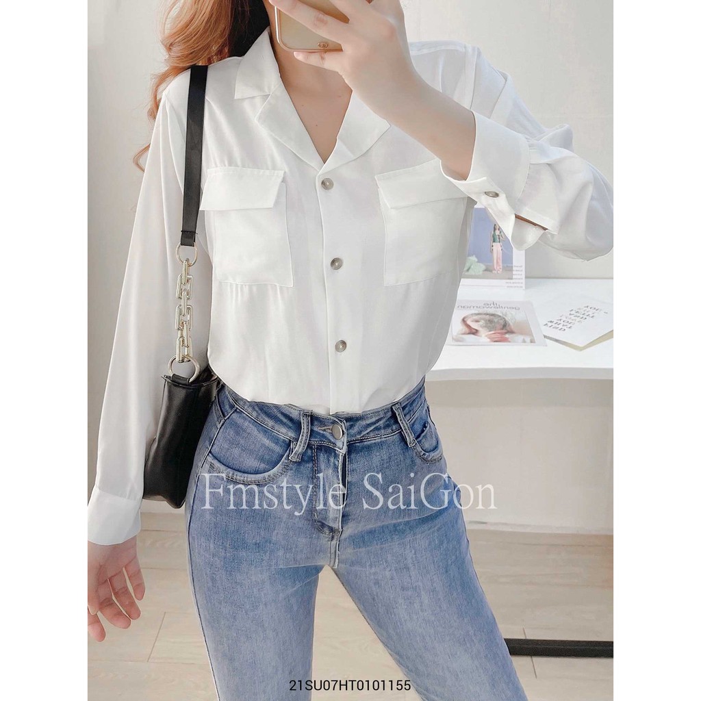 Áo sơ mi tay dài 2 túi hộp ulzzang thời trang Fmstyle Saigon 21SU07HT0101 | BigBuy360 - bigbuy360.vn