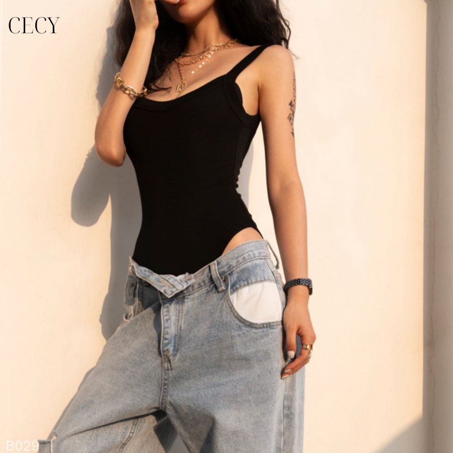 Áo bodysuit 2 dây bản to hở lưng co giãn ôm sát cotton 1 lớp | BigBuy360 - bigbuy360.vn