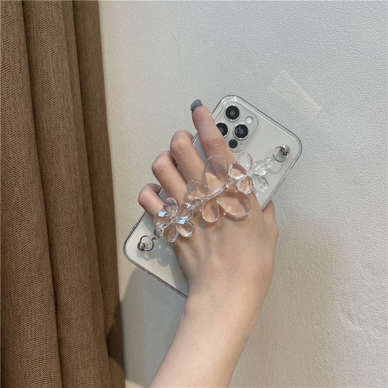 Ốp Điện Thoại Silicon Dẻo Trong Suốt Kèm Dây Đeo Hình Bươm Bướm Cho iPhone 14 7 8 Plus 11 12 13 Pro MAX X XR XS MAX SE 2020 2022