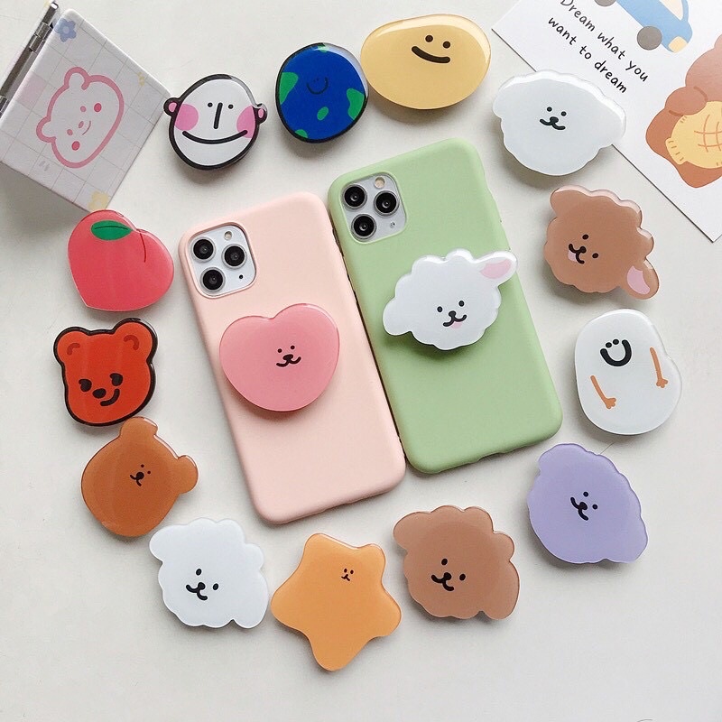 Giá đỡ điện thoại popsocket in bóng hoạ tiết cute xinh xẻo