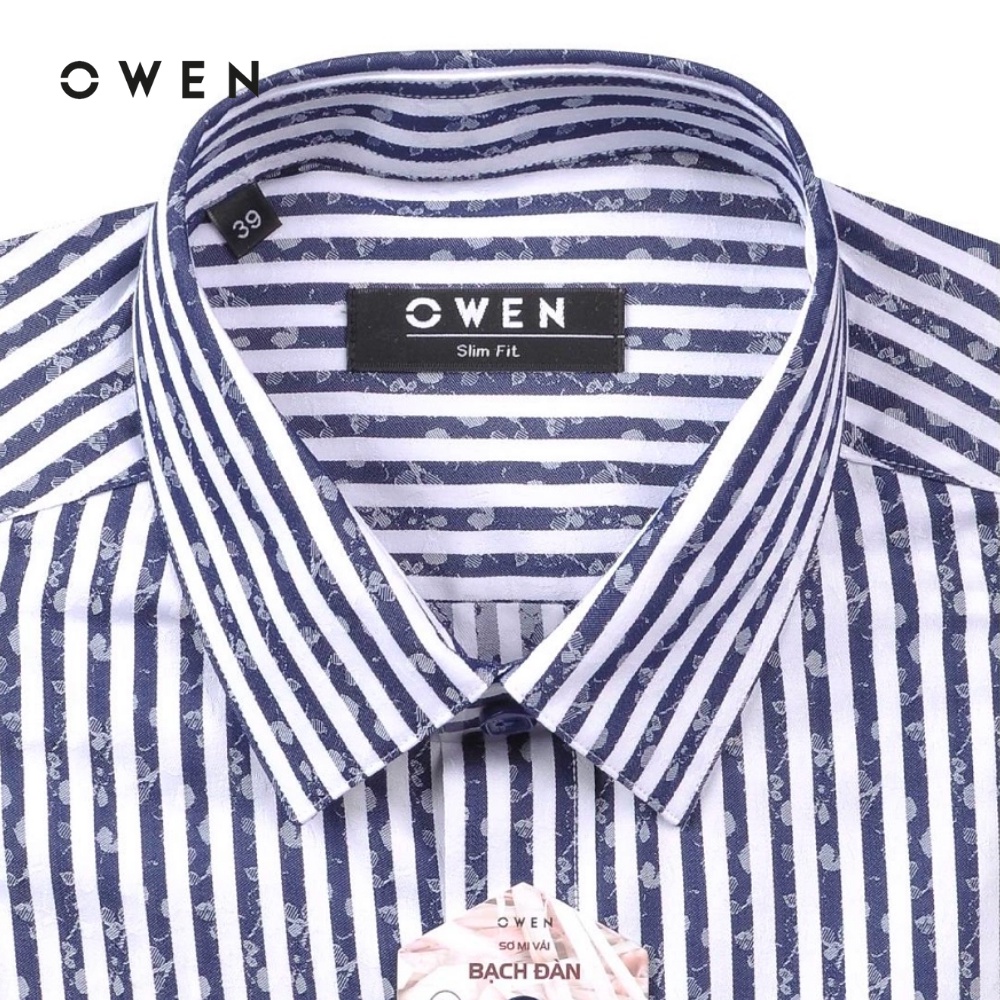 Áo Sơ Mi Nam Dài Tay Owen kiểu dáng Slimfit màu xanh họa tiết - AS20572DT