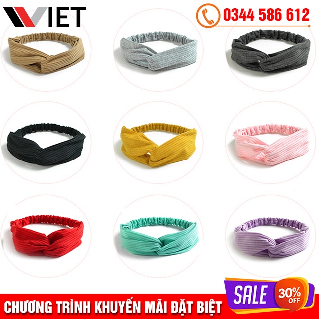 Băng Đô Turban/ Headband Đan Chéo Hè Vải Cotton Phong Cách Hàn Quốc Màu Sắc Tươi Sáng, Năng Động