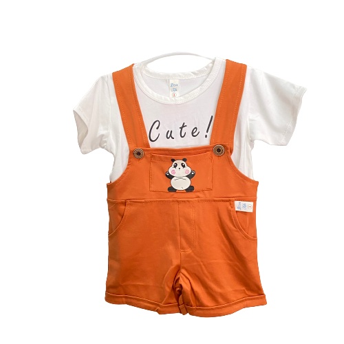 Set áo thun trắng + quần yếm thun cotton cho bé trai (0-15 tháng)