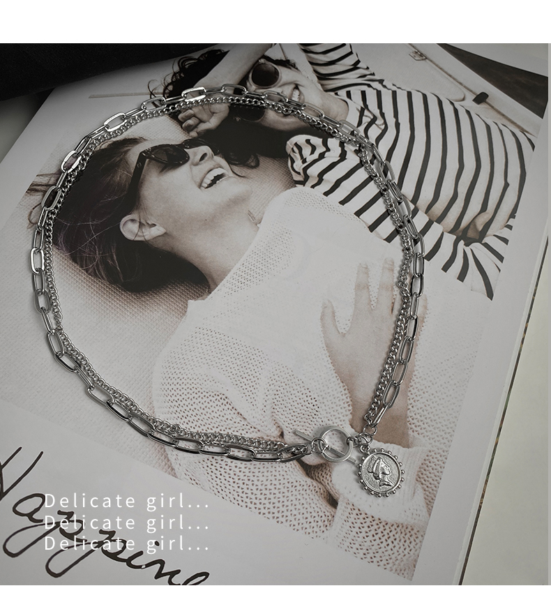 Vòng cổ Mặt Chân Dung Đơn Giản Phong Cách Retro Hàn Quốc