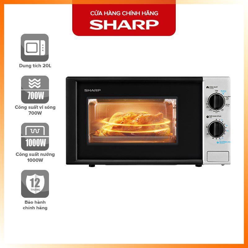 Lò Vi Sóng Cơ Sharp R-G225VN-BK 900W - Hàng Chính Hãng Bảo Hành 12 Tháng