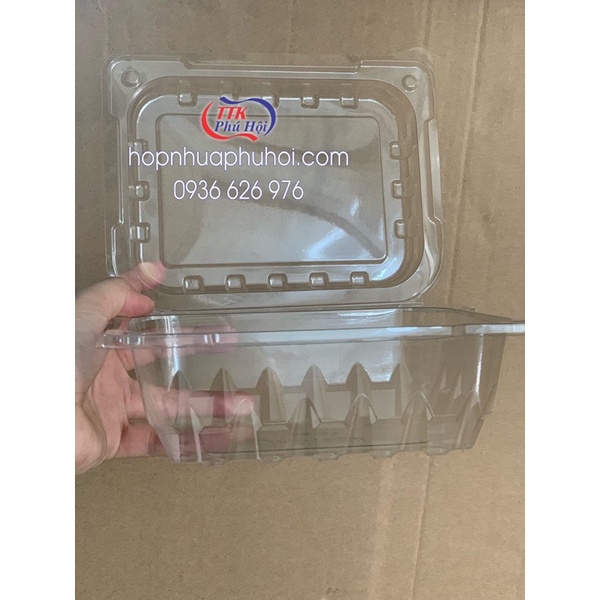 100 hộp nhựa đựng bánh, salad, trái cây cắt sẵn, hộp đựng 500g dâu tây kín JBS1