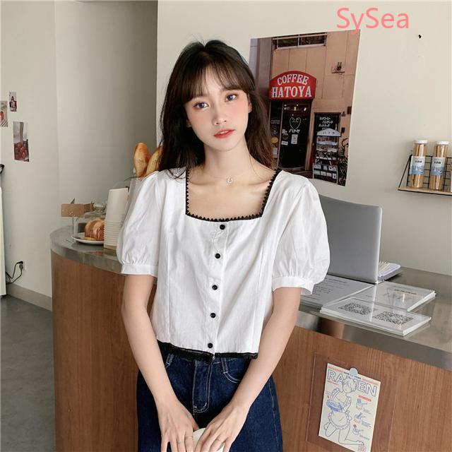 Áo sơ mi tay ngắn dáng rộng thời trang mùa hè dễ thương cho nữ