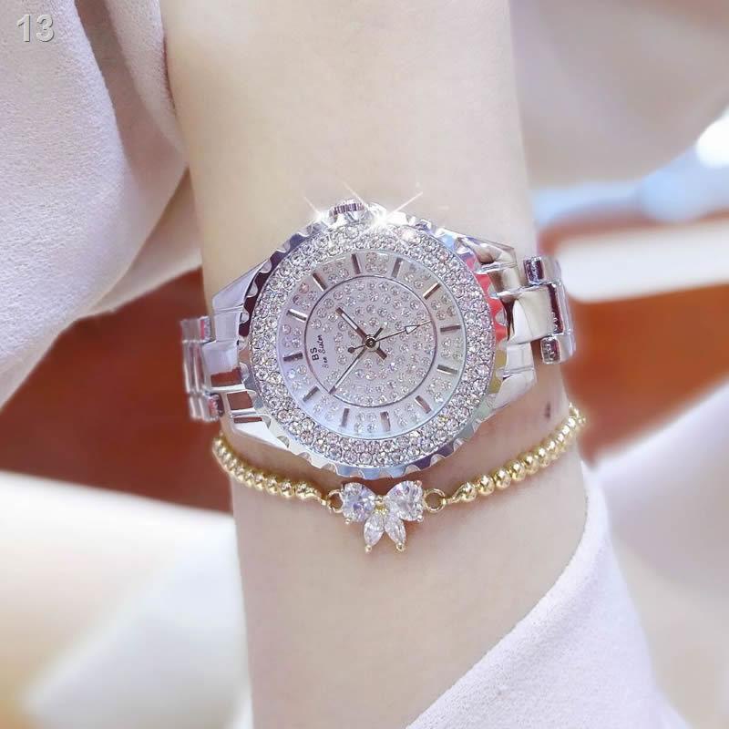 2021✹✼✢[Gửi một chiếc vòng tay khi bạn đặt hàng] Đồng hồ nữ rhinestone đầy sao sáng bóng mới chính hãng đủ thờ