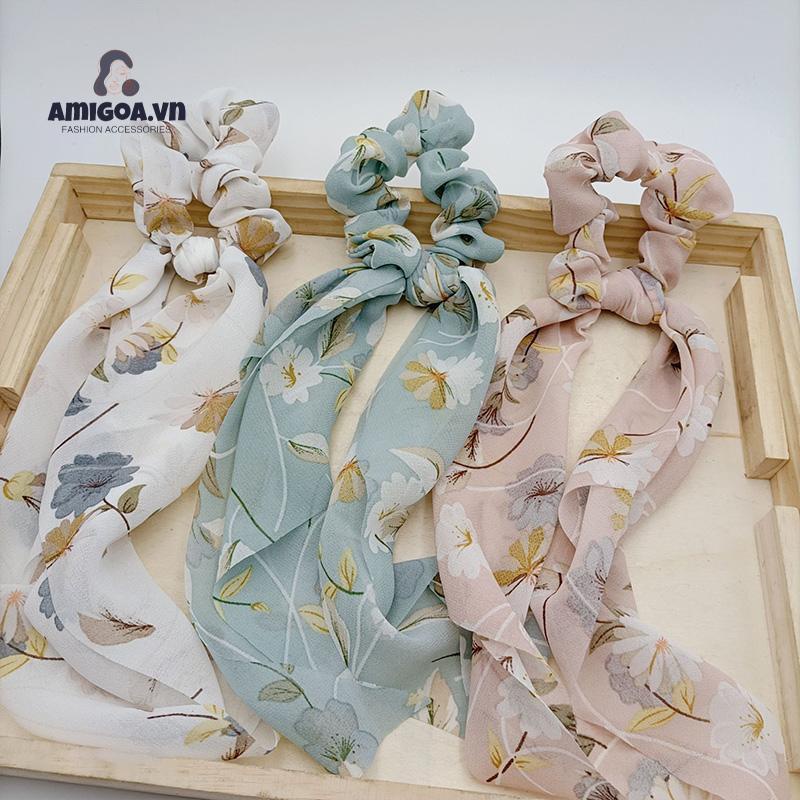 Dây Thun Cột Tóc Cao Su Đính Hoa Vải Dành Cho Nữ