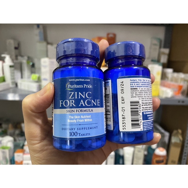 Viên uống Zinc for Acne ngăn ngừa mụn 100v - Nhà Thuốc Da Liễu 24h