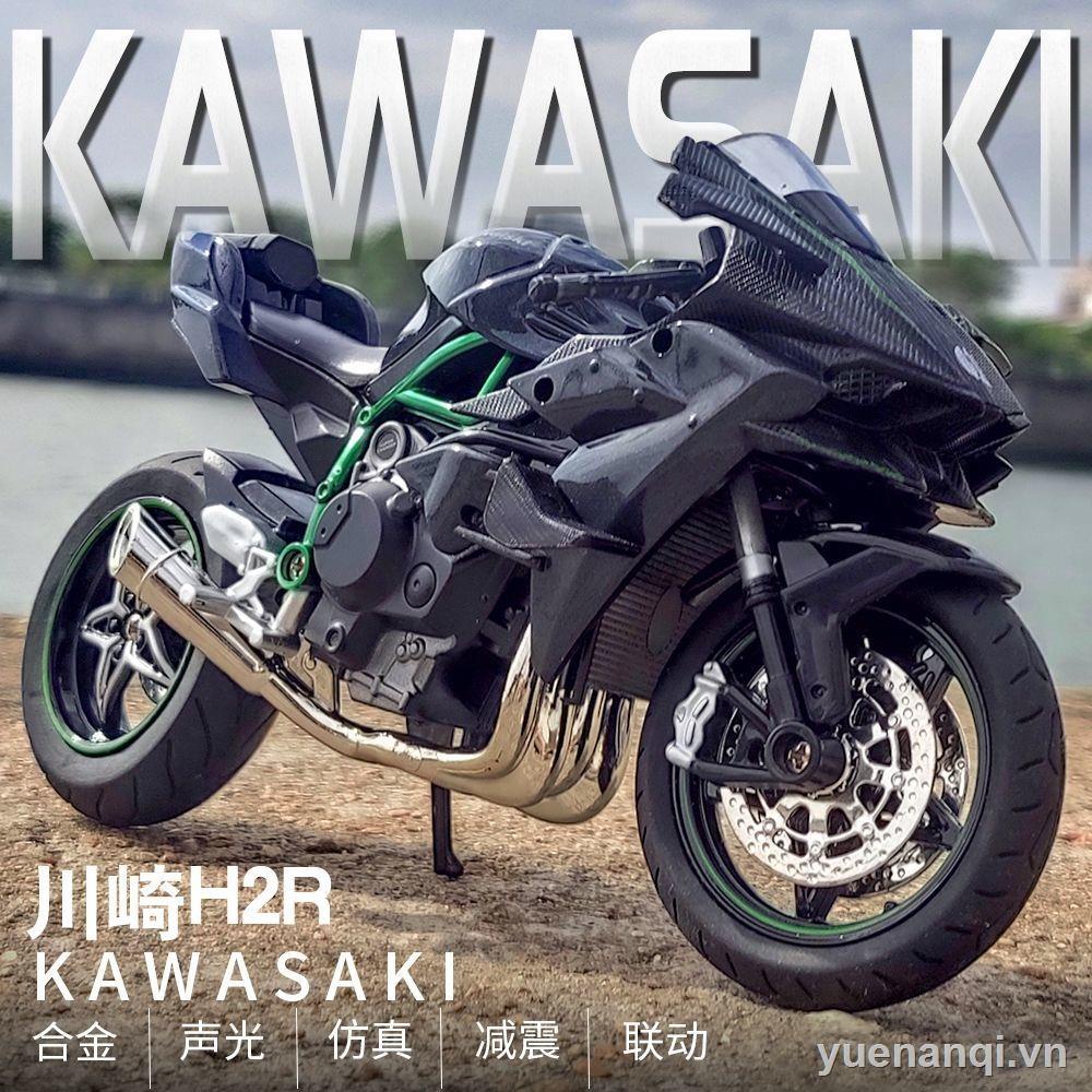 Kawasaki h2r mô hình xe mô tô hợp kim mô phỏng mô hình đầu máy trang trí âm thanh và ánh sáng đồ chơi trẻ em xe hơi món quà cậu bé