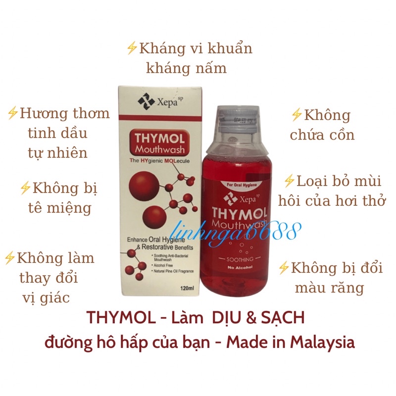 Nước súc họng - miệng THYMOL từ Malaysia