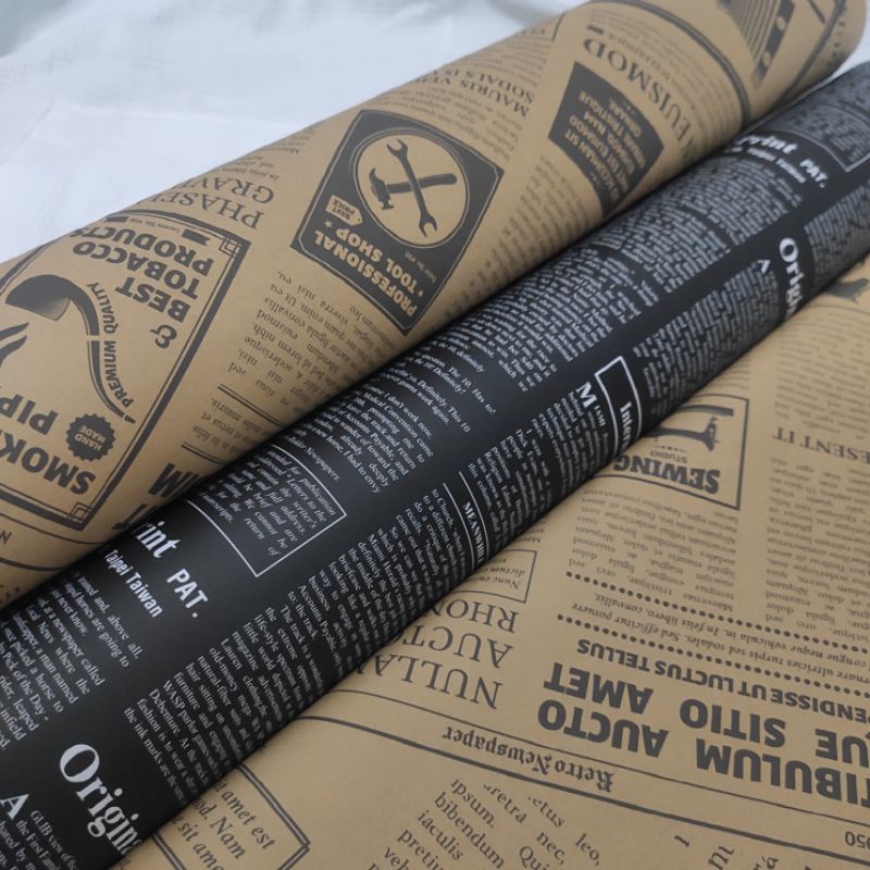 Cuộn 10 tờ GIẤY GÓI QUÀ (50x70cm) mẫu BÁO Vintage chất liệu giấy Kraft dày dặn