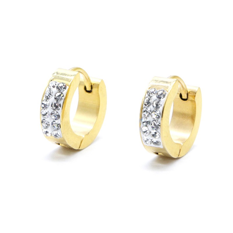 Hoa tai chất liệu inox đính kim cương giả hợp thời trang cho nam nữ