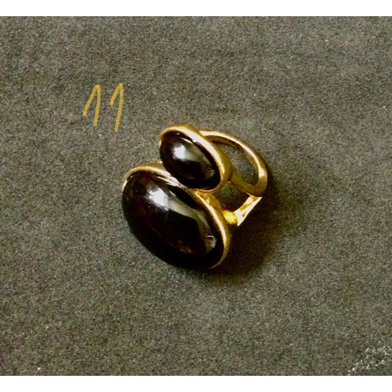 Nhẫn vintage bản to màu đen, nâu đỏ, vàng đồng