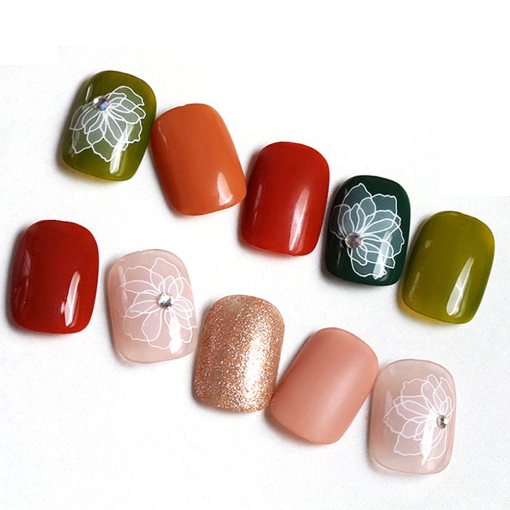 [Hàng mới về] Miếng dán trang trí móng tay in hoa và ngôi sao nhiều màu độc đáo DIY