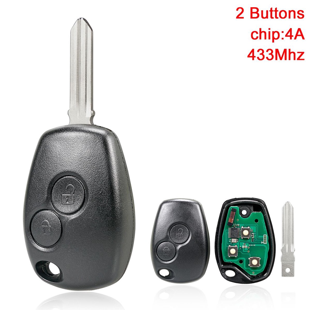 2 Nút 433 MHz Chìa Khóa Ô Tô Từ Xa Thông Minh Fob Với Chip 4D67 Phù Hợp Cho Renault / Trafic / Sande