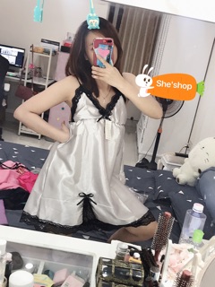 [Ảnh thật] Váy ngủ sexy phi lụa viền ren