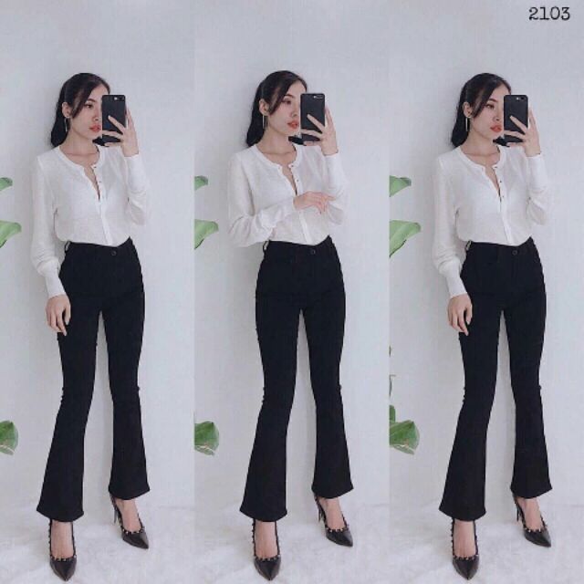 QUẦN JEANS NỬ BASS ĐEN TRƠN HUYỀN BÍ VỚI CHẤT JEANS THUN CỰC ĐẸP CẢ NHÀ Ạ TRÊN HÌNH CÓ SHOP TỰ CHỤP Ở SHOP LUÔN Ạ ĐÓ NÈ