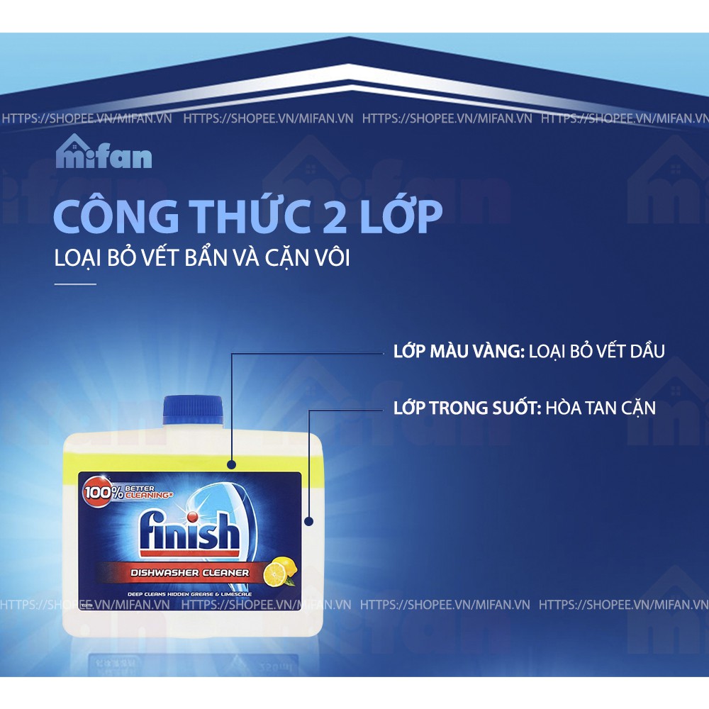 Dung Dịch Vệ Sinh Máy Rửa Bát Finish Dishwasher Cleaner Lemon 250ml - Hương Chanh - MIFAN PHÂN PHỐI CHÍNH HÃNG