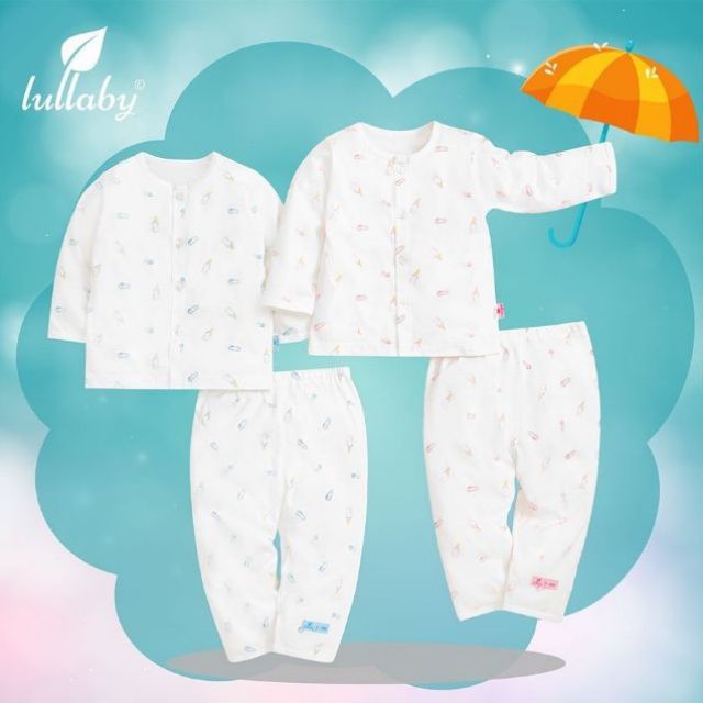 Bộ cotton mỏng bình sữa dài tay Lullaby