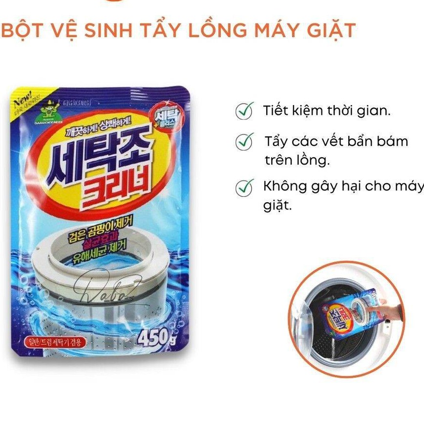 Bột Tẩy Lồng Máy Giặt Sandokkaebi Hàn Quốc 450G Vệ Sinh Lồng Máy Giặt Cửa Trên Và Cửa Ngang Giúp Tẩy Sạch Mọi Chất Bẩn