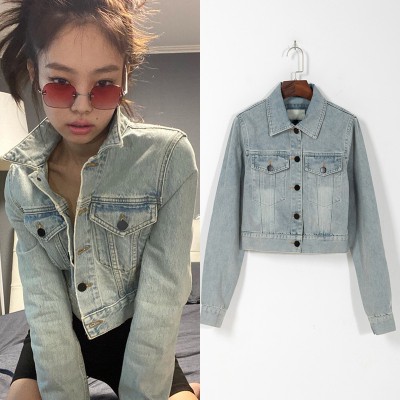 Áo khoác jeans lửng thời trang Blackpink phong cách retro cho nữ