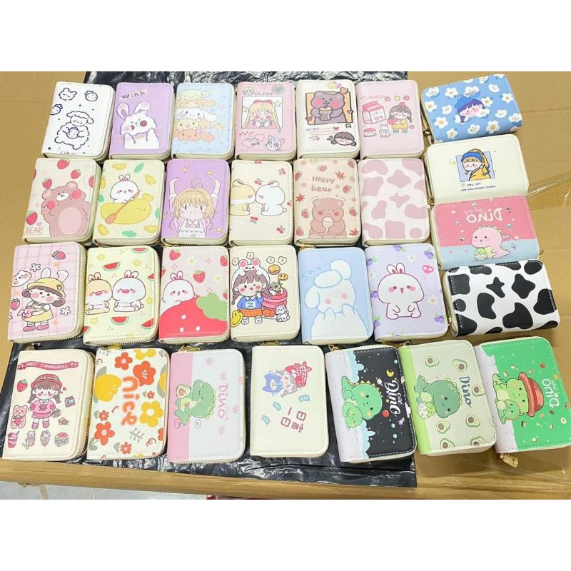 Ví gấp gọn cầm tay kéo khóa nhiều ngăn