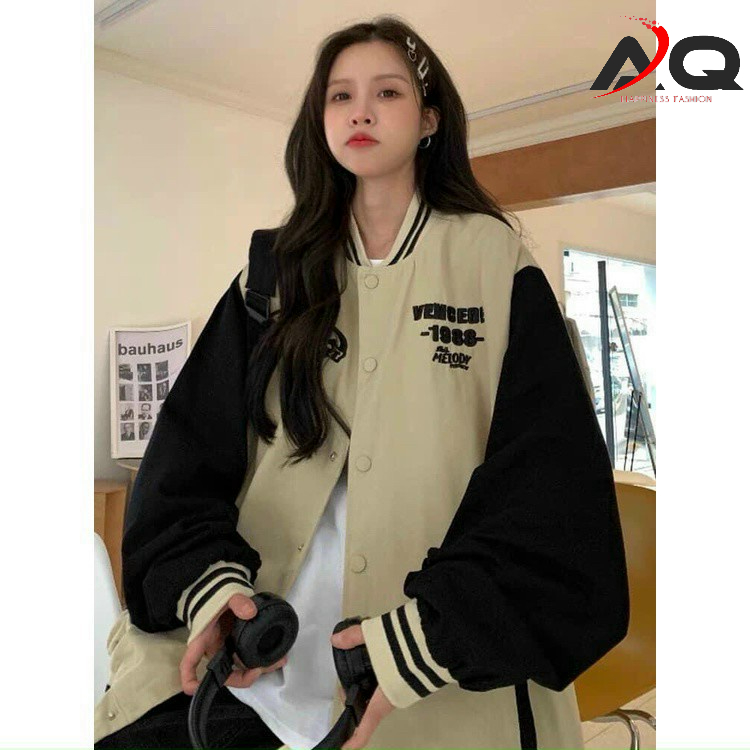 Áo khoác bomber da lộn VENCENT 1988 áo bóng chày uniex nam nữ- AQ STORE