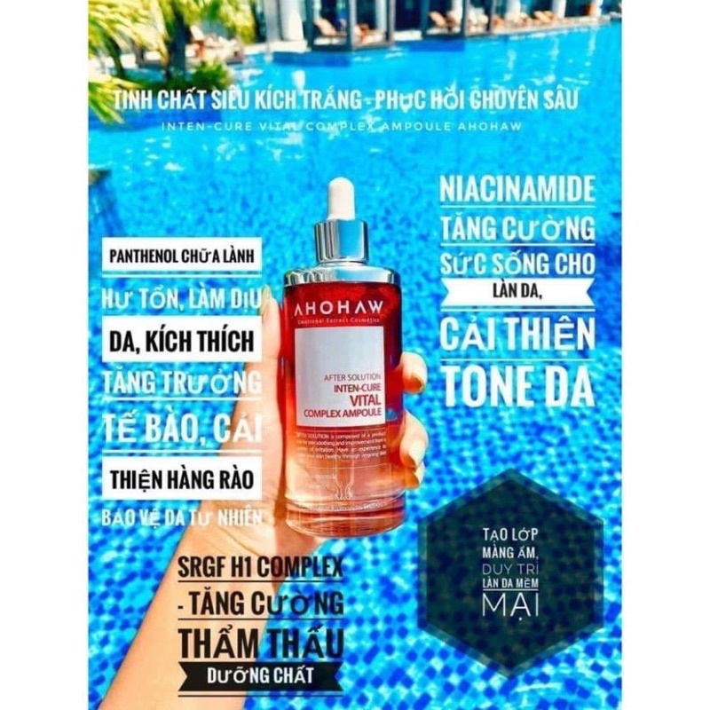 Tin chất dưỡng PREMIUM COMPLEX AMPOULE Inten Cure Serum trắng da siêu tốc Ahohaw đỏ 50 ml
