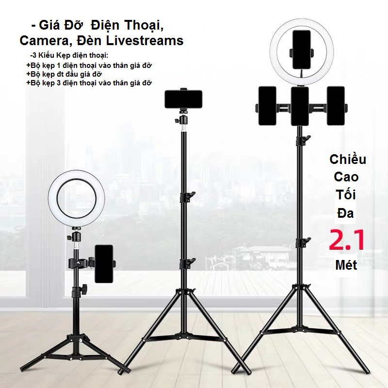 Giá kẹp livetreams cùng lúc nhiều điện thoại, Camera chắc chắn, chuyên nghiệp