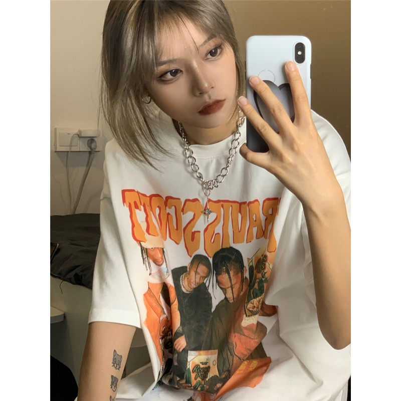 Áo thun tay lỡ TRAVISSCOTT ❤️ Áo phông oversize form rộng unisex  nam nữ - A02 - Happy Style