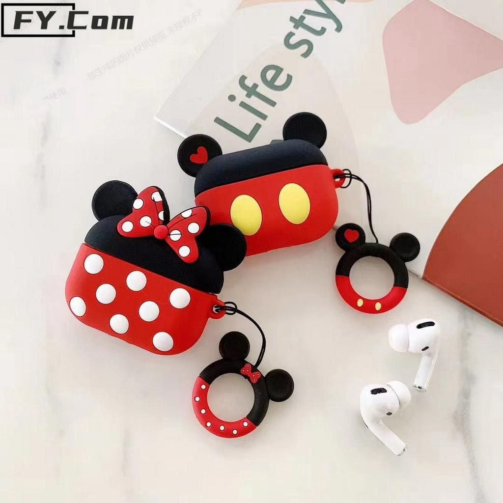 Vỏ Bảo Vệ Hộp Sạc Tai Nghe Bluetooth Không Dây AirPods 1 2 3 Pro AirPods 3  Bằng Silicon Mềm Chống Sốc Hình Mickey Minnie Sáng Tạo