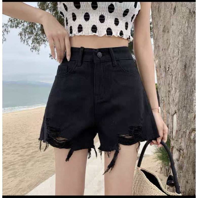 Quần Short Jeans Bigsize Nữ size Lớn Đen rách Ms 1051