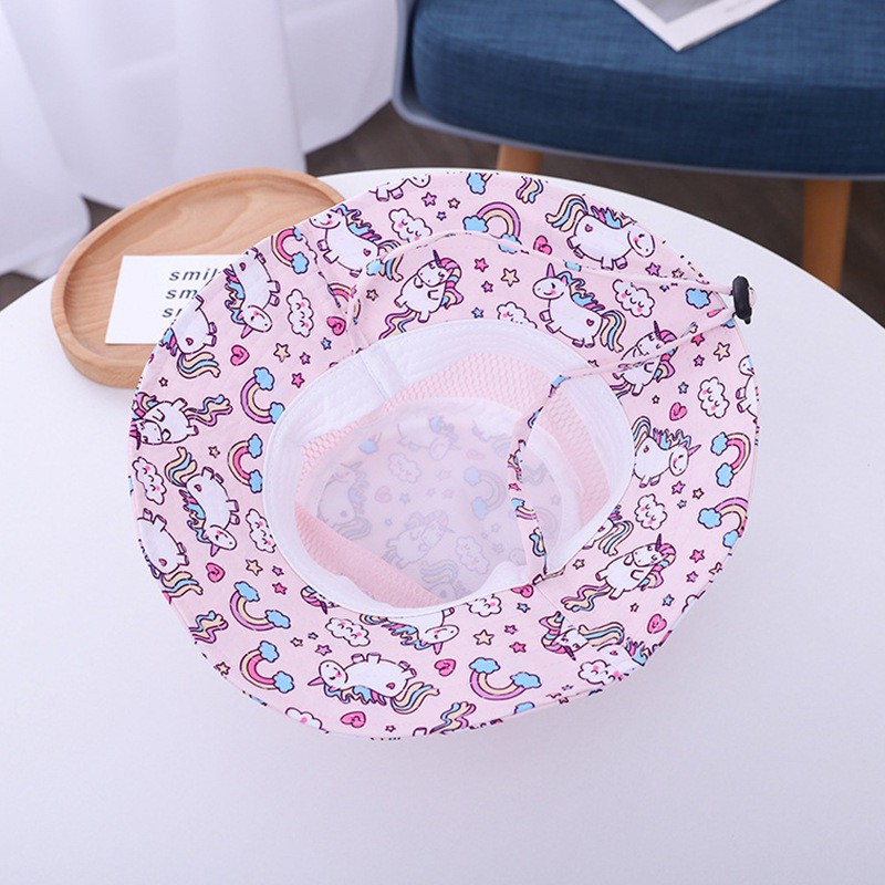 Mũ tai bèo chống nắng thoáng khí in họa tiết hoạt hình cho bé