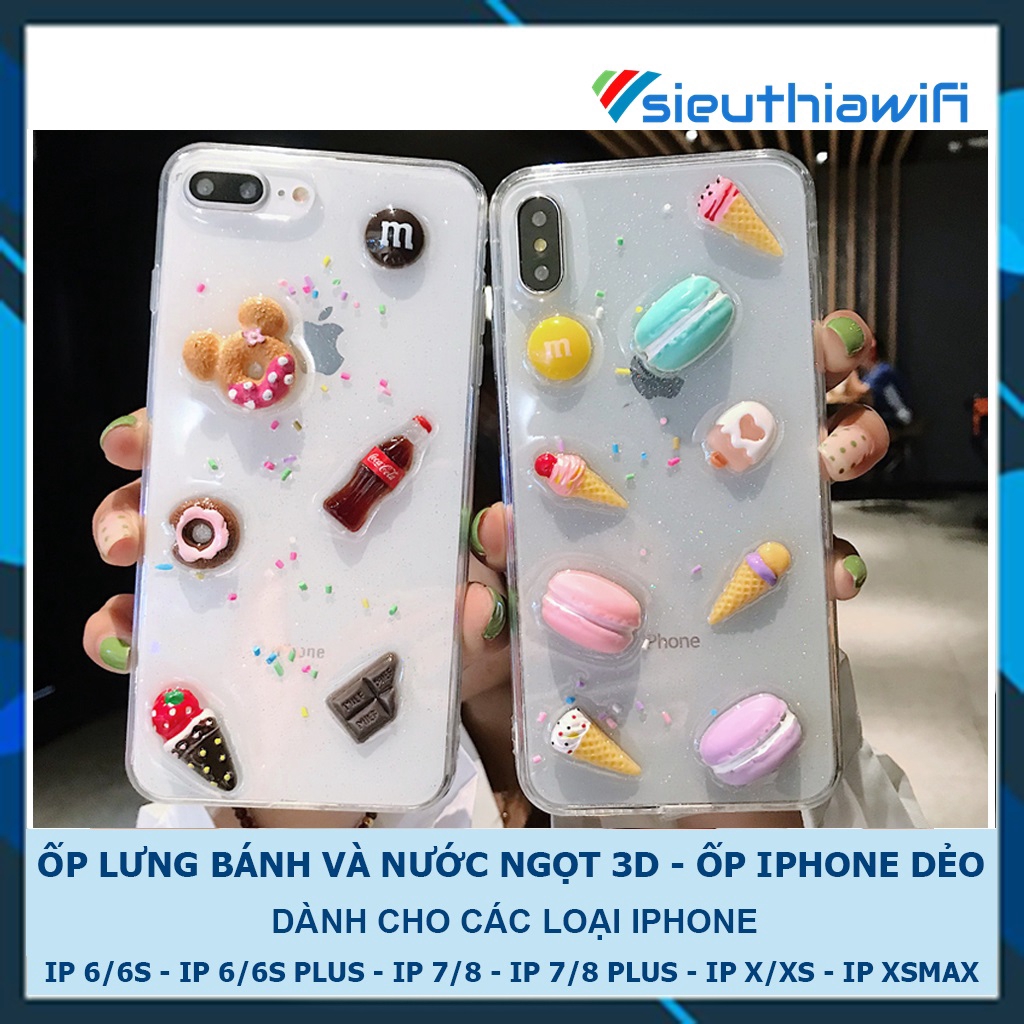 Ốp lưng iphone 3d Bánh kem và nước ngọt 6/6s/6plus/6splus/7/8/7plus/8plus/x/xs/xs max/11/11promax- Awifi Case D3-3