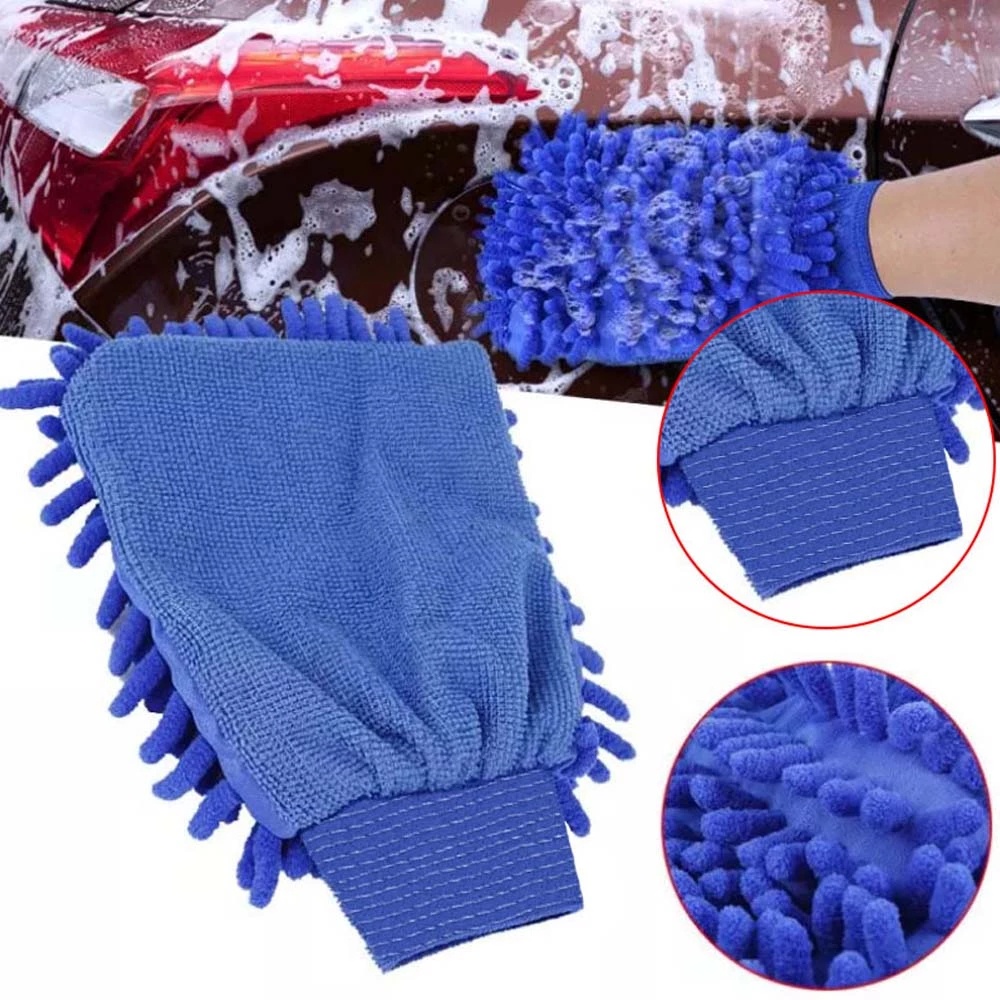 [Random Color] 2 In 1 Ultrafine Fiber Chenille Car Motorcycle Cleaning Wash Glove