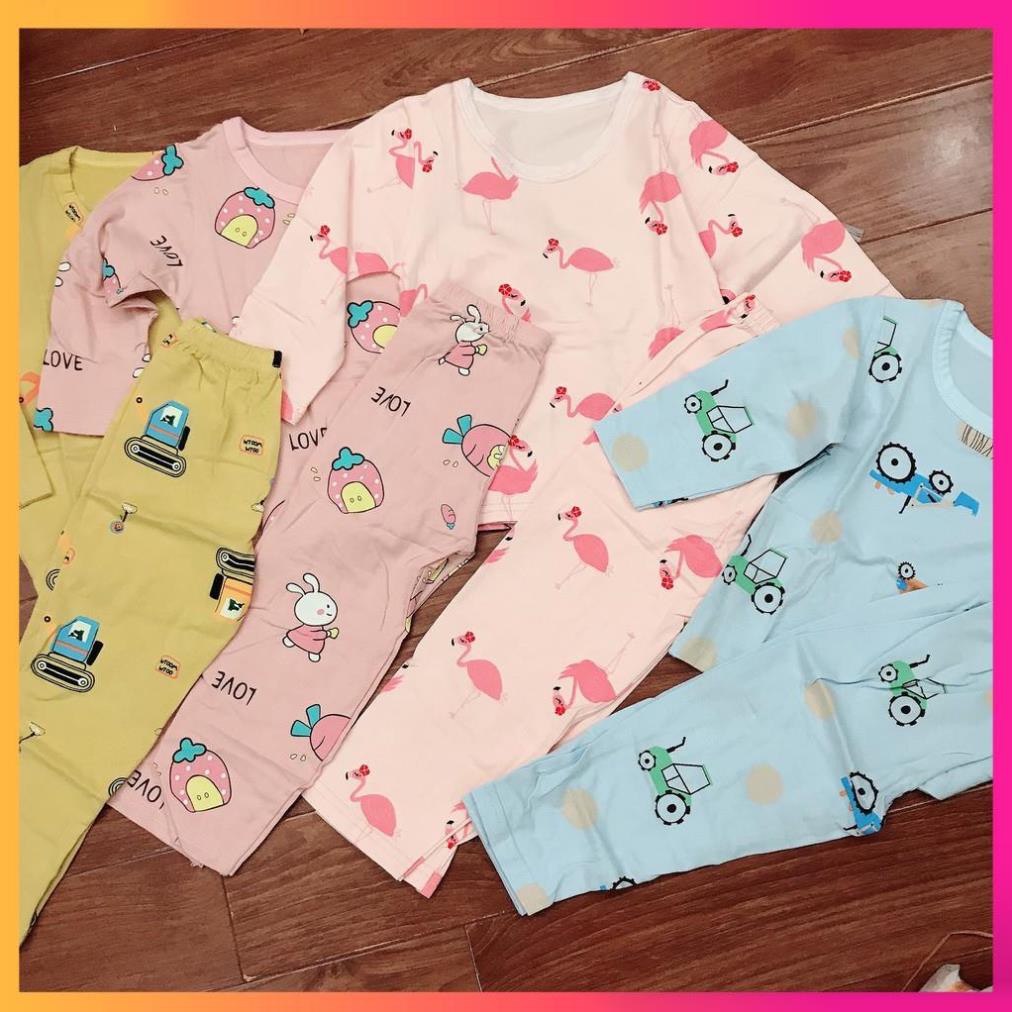 Bộ cotton xuất hàn họa tiết cao cấp cho bét trai, bé gái 8-24kg❤Bộ dài tay cho bé